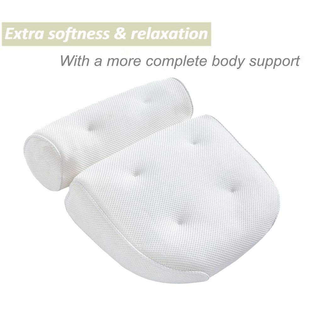 Alpha Omega Vitality 3D bath pillow support with soft fabric and ergonomic design for ultimate relaxation