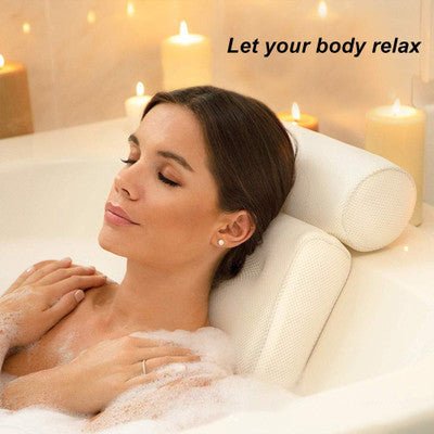 Comfortable 3D bath pillow support for ultimate relaxation while soaking in the tub