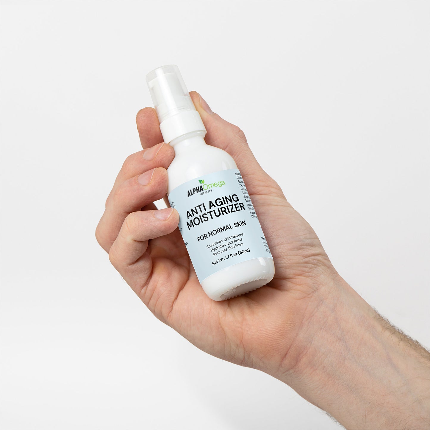 Alpha Omega Vitality anti aging moisturizer for normal skin in a convenient spray bottle