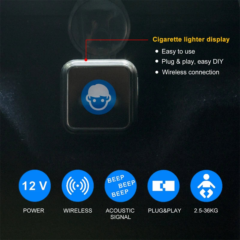 Alpha Omega Vitality baby seat alarm system with wireless connection and easy plug and play setup