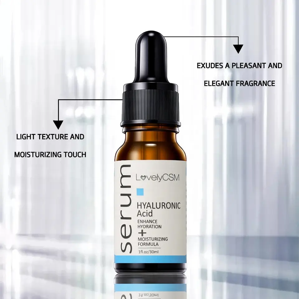 Alpha Omega Vitality pure hyaluronic acid serum in a glass dropper bottle for enhanced hydration
