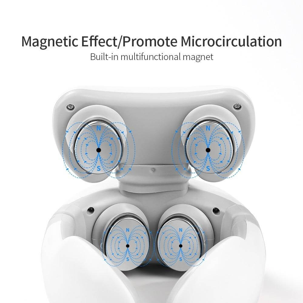 4D neck massager with remote featuring built-in multifunctional magnets for enhanced microcirculation