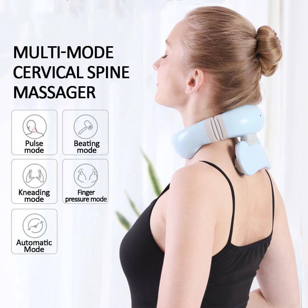 Multi-mode cervical spine 4D neck massager with remote for relaxation and pain relief