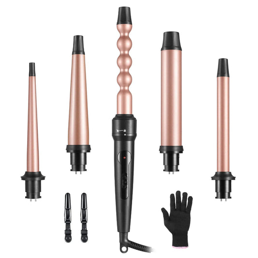 Alpha Omega Vitality 5 in 1 curling iron set with interchangeable barrels and styling gloves
